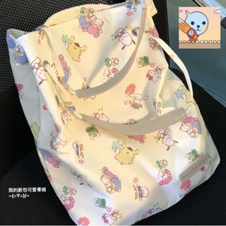 Sanrio Pacha Dog กระเป๋าสะพายไหล่ กระเป๋าช้อปปิ้ง จุของได้เยอะ พิมพ์ลาย Hello Kitty แบบพกพา 2023