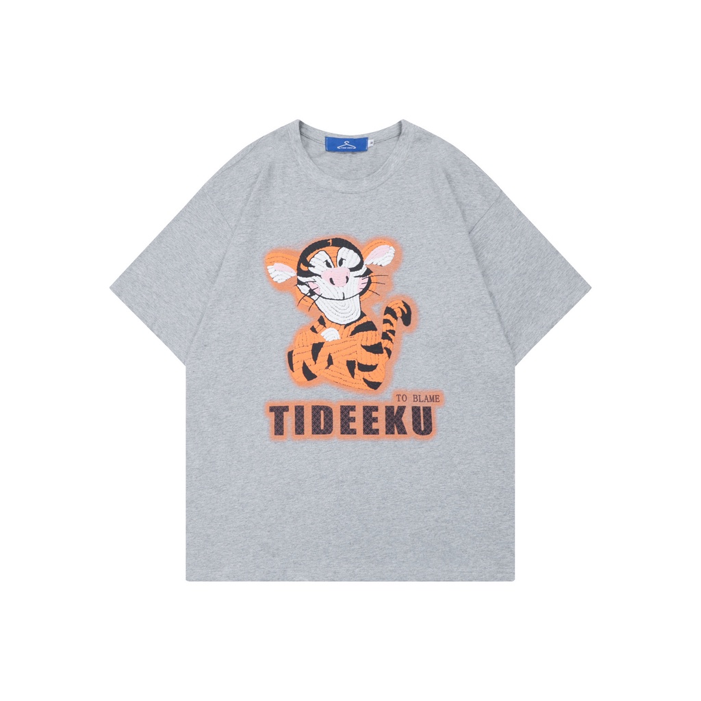 ระบายสี TIDEEKU ชายเสื้อคอกลม ออกแบบลายพิมพ์ลายการ์ตูนหลวมๆ | Shopee ...