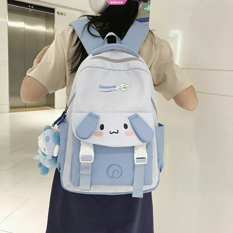 sanrio-กระเป๋าเป้สะพายหลัง-กระเป๋านักเรียน-ผ้ากํามะหยี่ขนนิ่ม-ลายการ์ตูนอนิเมะ-kuromi-cinnamoroll-mymelody-pompom-purin-สีดํา-สีฟ้า-สําหรับเด็กนักเรียน