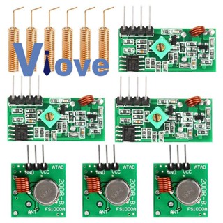 ชุดโมดูลรับส่งสัญญาณวิทยุ 433 MHz 3 ชิ้น และเสาอากาศ 433 MHz แบบเกลียว และรีโมตคอนโทรล
