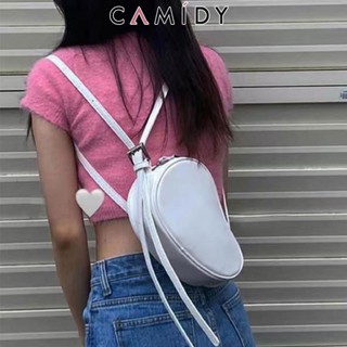 Camidy การออกแบบเฉพาะของเกาหลี Jin Zhixiu jisoo ที่มีไหล่สไตล์เดียวกัน crossbody ไหล่ข้างเดียวอานพระจันทร์ครึ่งดวงรักแร้กระเป๋าหญิงสีขาว