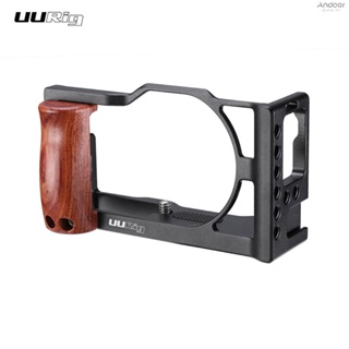 UURig Camera Cage Aluminum Alloy with Wood Handle Cold Shoe for Video Vlog Accessory Mounting Compatible with  G7X Mark III