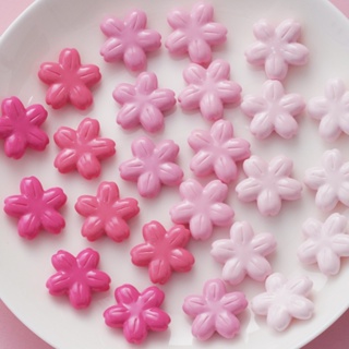 กิ๊บติดผมเรซิ่น รูปดอกไม้ห้ากลีบ สีชมพู ไล่โทนสี อุปกรณ์เสริม สําหรับเคสโทรศัพท์ DIY จํานวน 10 ชิ้น