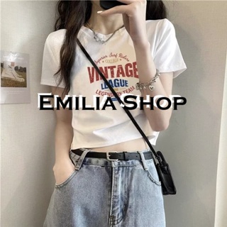 EMILIA SHOP  ครอป เสื้อยืดผู้หญิง สไตล์เกาหลี  High quality Trendy fashion ทันสมัย A99J1E1 36Z230909
