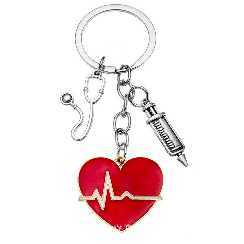 พวงกุญแจ-จี้หูฟังแพทย์-และหัวใจ-แบบสร้างสรรค์-สําหรับพยาบาล