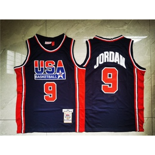 ฮอตและอเนกประสงค์ NBA Mitchell &amp; Ness 1992 Olympic Dream 1#9 เสื้อกีฬาบาสเก็ตบอล Michael Jordann สีน้ําเงิน สําหรับผู้ชาย 582594