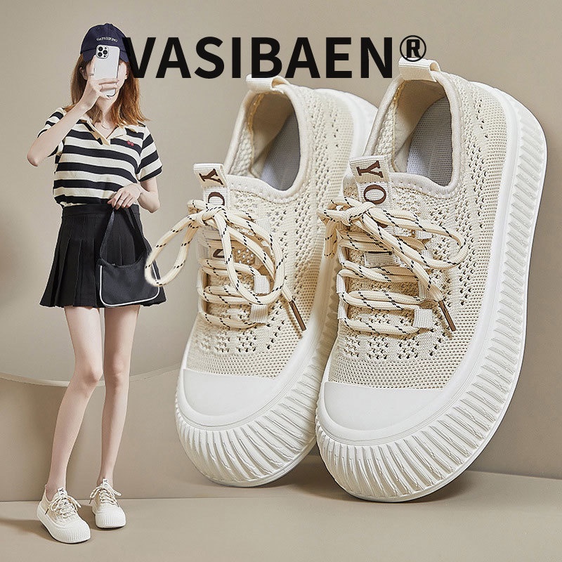vasibaen-ใหม่ผู้หญิงถักสบายๆสไตล์เกาหลีวิ่งรองเท้าผ้าใบแฟชั่นน้ำหนักเบา