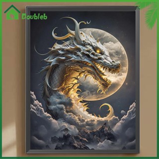 【Doub X ✮】ภาพวาดปักเพชร ทรงกลม ลายมังกร 5D DIY สําหรับตกแต่งบ้าน UK ✮