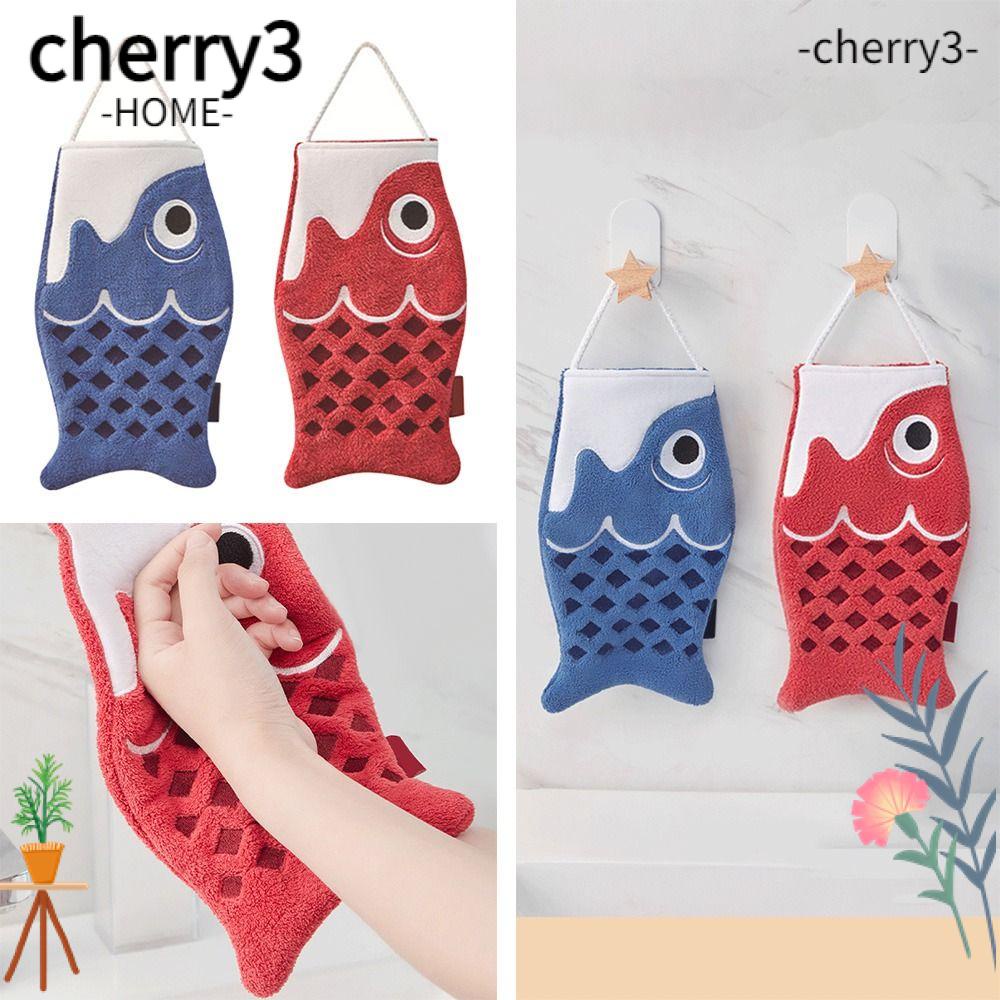 cherry3-ผ้าขนหนูเช็ดมือ-เช็ดจาน-รูปปลา-สําหรับใช้ในครัวเรือน