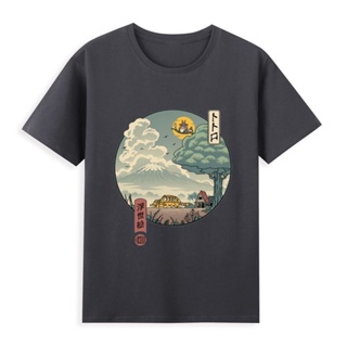 เสื้อยืดผ้าฝ้ายTotoro สตูดิโอ Ghibli ผ้าฝ้ายคุณภาพสูง ขนาด Tee ฤดูร้อน Harajuku การ์ตูนผู้ชาย Tshirt ญี่ปุ่น Y2k 2000S U