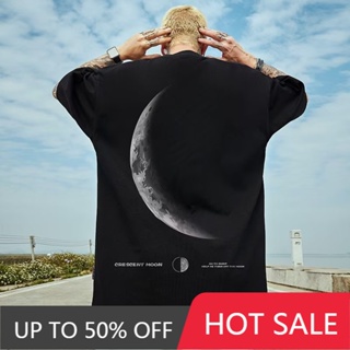 【Plus Size M-8XL】เสื้อยืดคอกลม แขนสั้น พิมพ์ลาย Lunar eclipse พลัสไซซ์ สไตล์อเมริกัน ฤดูร้อน สร้างสรรค์ สําหรับผู้ชาย และผู้หญิง