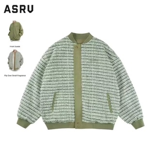 ASRV เสื้อแจ็คเก็ต แจ็คเก็ตซิปใหม่ของผู้ชายทุกวันอินเทรนด์ขี้เกียจอินเทรนด์แจ๊กเก็ตแขนยาวลายสก๊อตคอปก