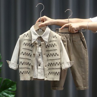 ชุดเสื้อสูท ผ้าถัก แฟชั่นฤดูใบไม้ผลิ สําหรับเด็กผู้ชาย