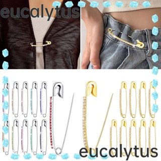 Eucalytus1 เข็มกลัด ผ้าคลุมไหล่ ประดับพลอยเทียม สีเงิน สีทอง ปลอดภัย สําหรับผู้หญิง DIY