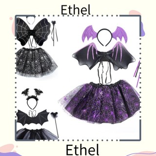 Ethel1 ชุดปีกค้างคาว กระโปรงตูตู เครื่องแต่งกายคอสเพลย์ ฮาโลวีน 2-8 ปีกค้างคาวน่ารัก ที่คาดผม หน้ากากฮาโลวีน ชุดเวที สําหรับเด็กผู้หญิง