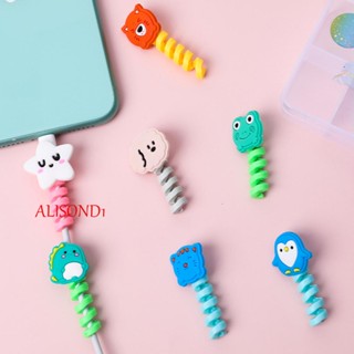 Alisond1 ตัวป้องกันสายเคเบิล ปลอกป้องกันทั่วไป น่ารัก ปลอกซิลิโคน ที่เก็บสายไฟ ที่ม้วนเก็บสายเคเบิล