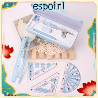 Espo ชุดเรขาคณิต โลหะ สีฟ้า เรขาคณิต ชุดคณิตศาสตร์ ร่างพลาสติก สํานักงาน