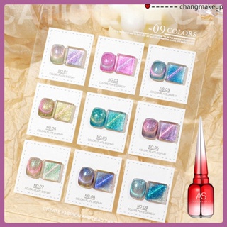 9pcs Shimmer Cat Eye Nail Polish Uv Gel Crystal Magnetic Cat&amp;#39;s Eye Gel Holographic Reflection Glitter Absorption UV Semi-permanent Varnish Nail Art COD