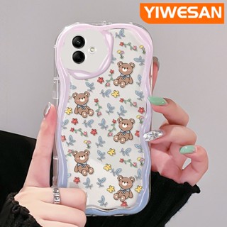 เคสมือถือ แบบนิ่ม แบบใส ลายการ์ตูนหมี ดอกไม้ กันกระแทก สําหรับ Samsung A04 A04E M04 F04