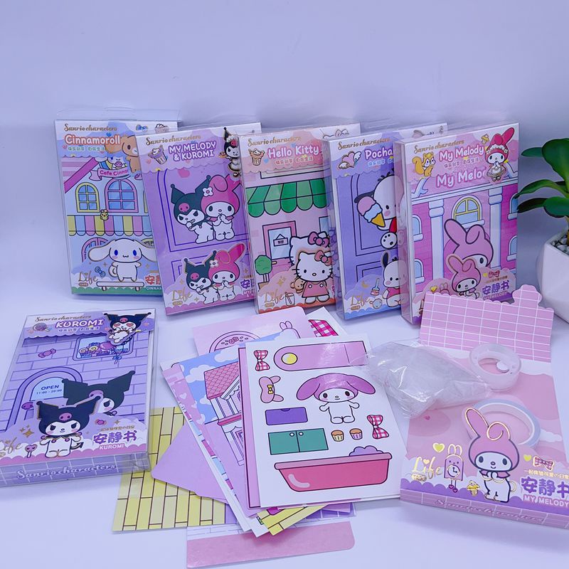 sanrio-หนังสือ-kuromi-hello-kitty-แฮนด์เมด-เสียงเงียบ-diy-ของเล่นเสริมการเรียนรู้เด็ก
