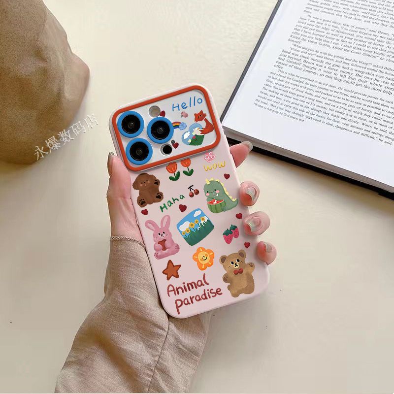 เคสมือถือ-แบบนิ่ม-ลายสวนสัตว์-ภาพวาดสีน้ํามัน-สําหรับ-apple-14-pro-max-iphone-13-pro-12-11-7p