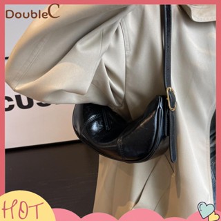 【Double C 】✿   กระเป๋าสะพายไหล่ สะพายข้าง หนัง PU กันน้ํา จุของได้เยอะ สีพื้น หรูหรา สําหรับสตรี