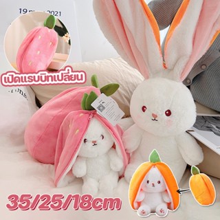 🐰COD🍓ตุ๊กตาตุ๊กตา 🥕2in1🥕 ตุ๊กตากระต่าย 35/25/18cm TikTok🔥ตุ๊กตาสตรอเบอร์รี่ ของขวัญวันเกิด ตุ๊กตานุ่ม