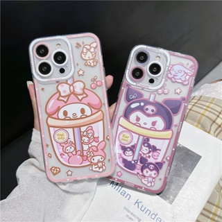 Casing For Samsung Galaxy S23 S22 S21 S20 FE Plus Note 20 Ultra 4G 5G J7 Pro J2 Prime J6 J4 Plus A10S A20S A7 A9 2018 Kuromi And Meoldy Straight Edge Fine Hole Soft Case 1STD 34