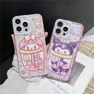 Casing Redmi 12C 10C 10 2022 4G 9C 8 8A 7 A1 6A Note 12 Pro 9S 9 6 5 4 9T S2 Mi POCO X5 5G A2 Lite Cute Pink Melody And Purple Kuromi Straight Edge Soft Phone Case 1STD 34