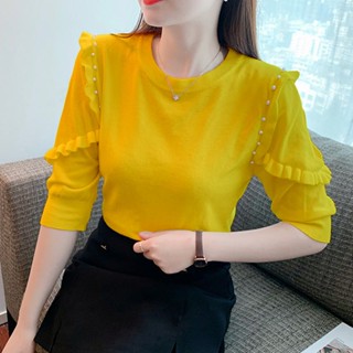[Fashion Recommendation] เสื้อกันหนาว แขนกลาง ผ้าเรยอน ทรงหลวม แต่งลูกปัดกลวง ขนาดเล็ก แฟชั่นฤดูใบไม้ผลิ ฤดูร้อน สําหรับผู้หญิง