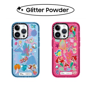 Bling Glitter CASETiFY Disney Princess Cinderella Mermaid Ariel เคสซิลิโคน TPU สําหรับ iPhone 11 12 13 14 Pro Max