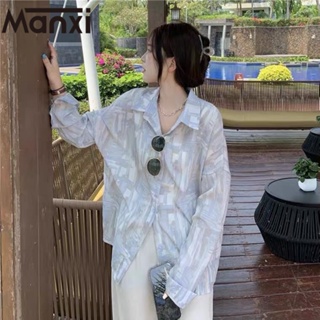 Manxi เสื้อแขนยาวผู้หญิง เสื้อเกาหลี 2023 ใหม่ A25K0P9