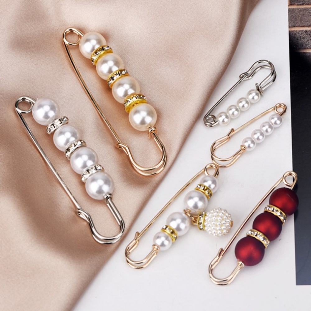 ภาพสินค้าA HELLO GIRL Waist Pin Women's Trousers Pin Buckle Big Change Small Anti-failure Word Pin Pearl Brooch Collar Pin Adjustment Clothes จากร้าน elegant.th บน Shopee ภาพที่ 6