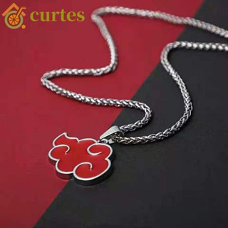 Curtes สร้อยคอโซ่ โลหะผสม จี้การ์ตูนนารูโตะ Akatsuki Red Cloud สําหรับผู้ชาย