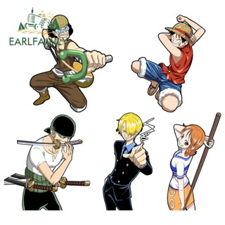 Earlfamily สติกเกอร์ไวนิล One Piece Luffy Zoro ป้องกันรอยขีดข่วน สําหรับติดตกแต่งรถยนต์ รถจักรยานยนต์ 13 ซม.