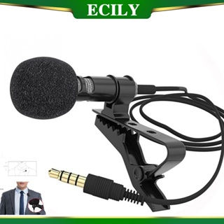 Ecily ไมโครโฟนโลหะ ขนาดเล็ก 3.5 มม. สําหรับโทรศัพท์มือถือ PC แล็ปท็อป แบบใช้สาย Mikrofo Microfon