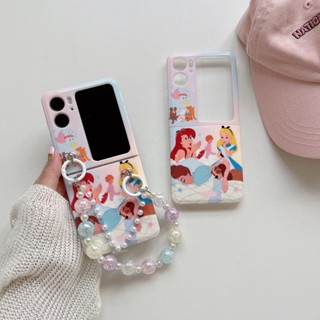 เคสโทรศัพท์มือถือแบบนิ่ม กันกระแทก ลายการ์ตูนนางเงือกน่ารัก พร้อมสายโซ่คล้อง สําหรับ Oppo Find N2 Flip 5G