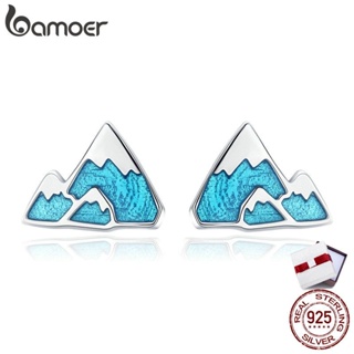 Bamoer Stud Earrings For Women Trendy 925 Sterling Silver Unique Blue Iceberg Shape SCE475
