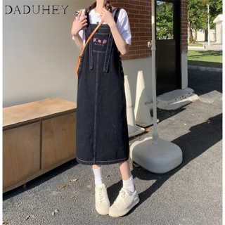 DaDuHey🎈 Korean Style 2023 New Denim Suspender Dress Womens Summer Suit Dress Loose Suspender Skirt