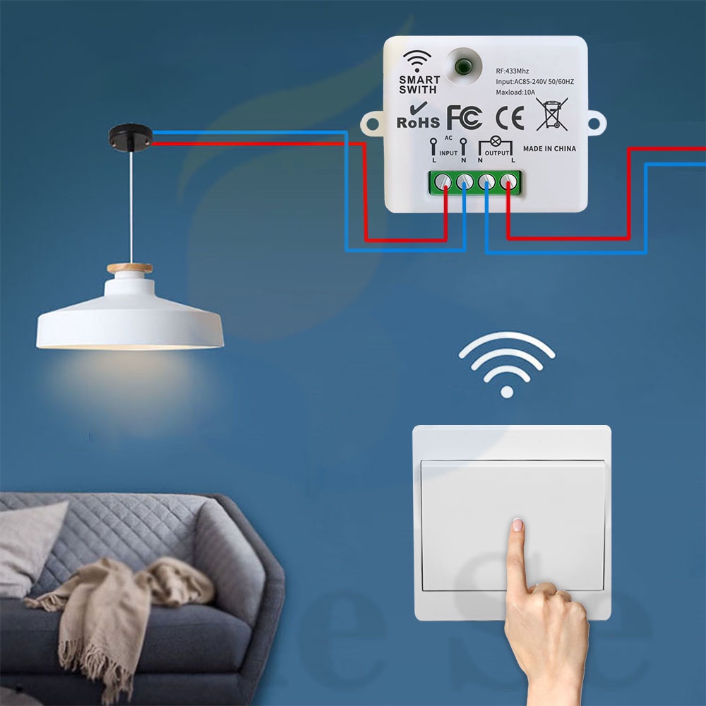 diese-rf-433mhz-สวิตช์ไฟจลน์-แบบติดผนัง-ไม่ต้องใช้แบตเตอรี่-220v-240v-กันน้ํา