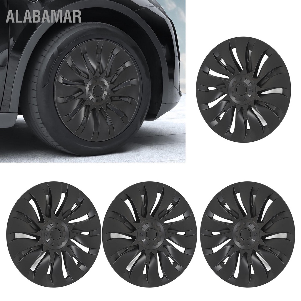 alabamar-4-pcs-19-นิ้วฝาครอบดุมล้อสีดำด้านรถยนต์ดุมล้อห่อหุ้มขอบป้องกันสำหรับ-tesla-รุ่น-y-2020-ถึง-2023