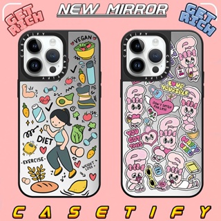 Casetify เคสโทรศัพท์มือถืออะคริลิคแข็ง ปิดด้านหลัง กันกระแทก ลายกระต่าย สีชมพู สําหรับ IPhone14 13 12 11 Pro Max