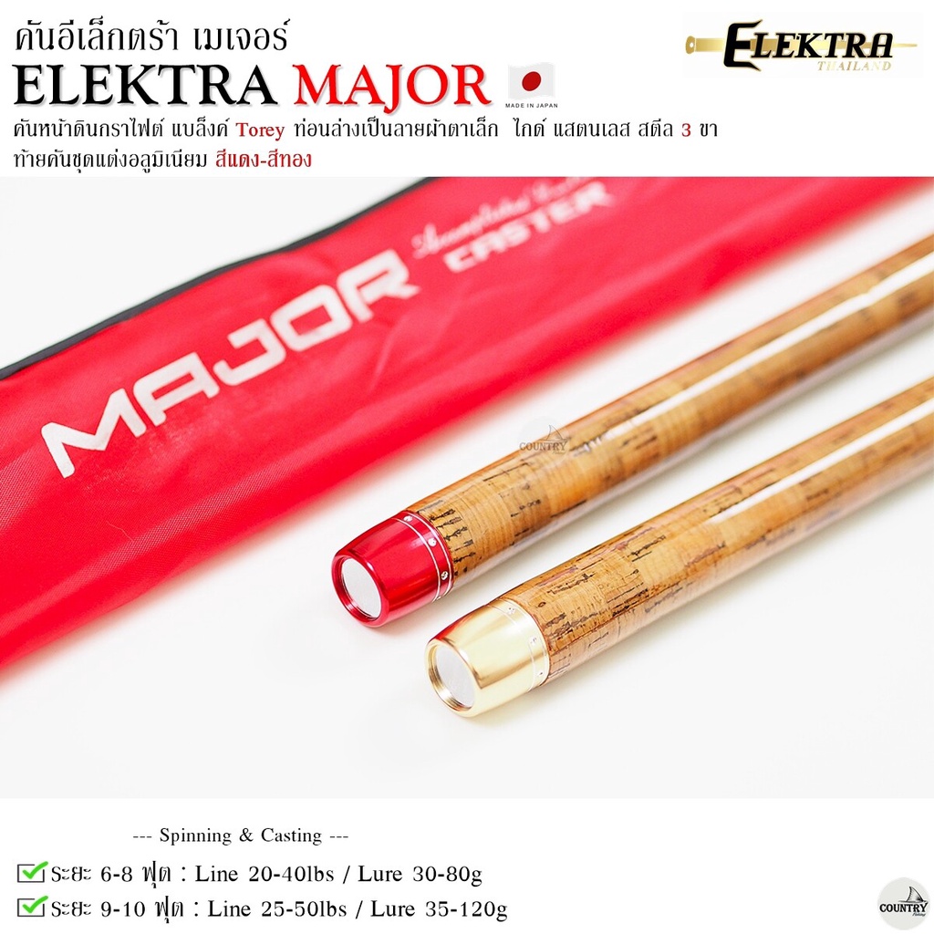 คันเบ็ดตกปลา-elekta-major-อีเล็กตร้า-เมเจอร์-ด้ามไม้ก็อกแท้-ขนาด-6-10-ฟุต-เบท-สปินนิ่ง