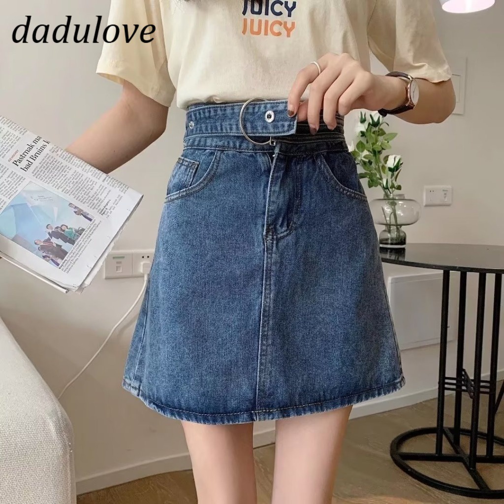 dadulove-new-american-ins-light-colored-denim-skirt-niche-high-waist-a-line-skirt-large-size-bag-hip-skirt