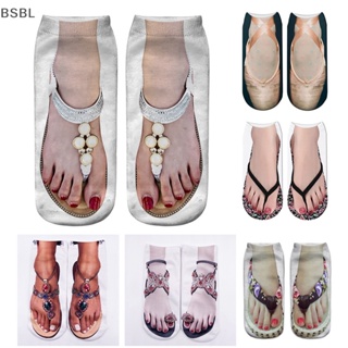 Bsbl ถุงเท้าข้อสั้น ผ้าฝ้าย พิมพ์ลายเท้าน่ารัก 3D สําหรับผู้หญิง
