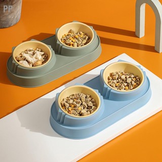 PP Double Pet Bowl Large Calibre ป้องกันชุดชามอาหารสัตว์เลี้ยงกันลื่นสำหรับสัตว์เลี้ยงสุนัขแมว