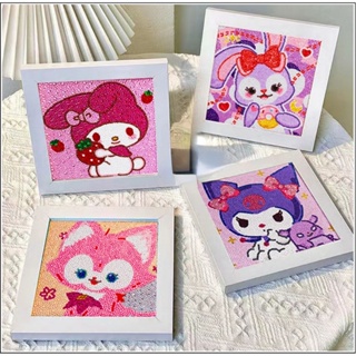 ชุดงานจิตรกรรมเม็ดบีด ทรงเพชรกลม ทรงสี่เหลี่ยม ลายการ์ตูน Sanrio Cinnamoroll Hello Kitty 5D สําหรับเด็ก และผู้ใหญ่ ตกแต่งบ้าน DIY