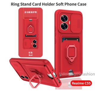 เคสโทรศัพท์มือถือ ซิลิโคนนิ่ม กันกระแทก พร้อมช่องใส่บัตร และสายคล้อง อเนกประสงค์ สําหรับ Realme C 55 C55 NFC C51 4G 2023