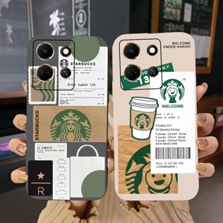เคสโทรศัพท์มือถือแบบนิ่ม ขอบสี่เหลี่ยม ลาย Starbucks สําหรับ Infinix Note 30i Note 30 4G X6833B Note 30 5G X6711 Note 30 Pro X678B