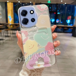 เคสโทรศัพท์มือถือนิ่ม ลายหน้ายิ้มน่ารัก พร้อมช่องใส่บัตร สําหรับ Infinix Note Hot 30 Pro VIP 30i 20 20S 20i 12 G96 Play NFC FREE FIRE Smart 7 Plus HD 4G Zero 5G 2023